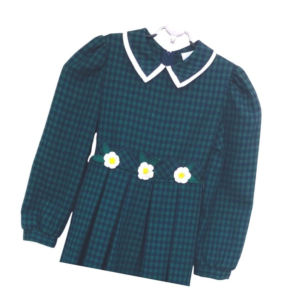 Vintage Florence Eiseman Green Tartan Plaid Dress Girls 6X Holiday 68504 USA